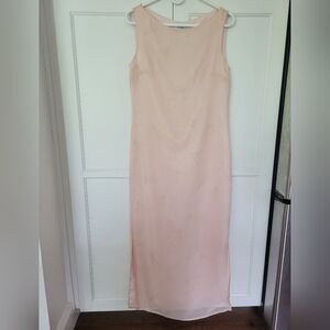 Vintage Silk Blush Pink Sleeveless Maxi Dress